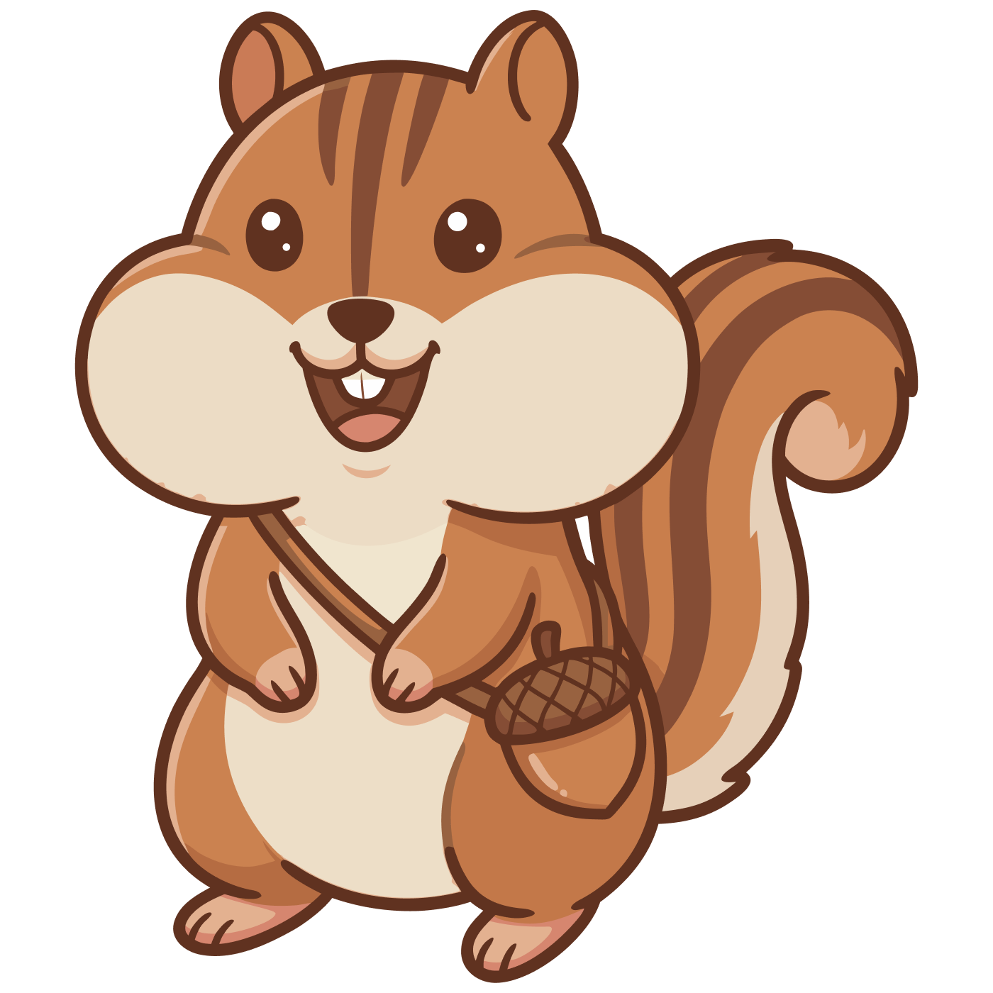 Cheeks, the Cheekful chipmunk, holding an acorn